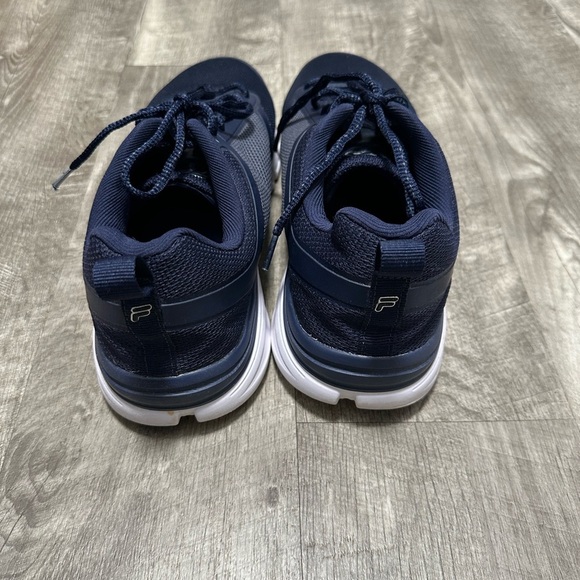 Men’s Fila Shoes 11 Memory Foam Tie Lace Closure Leather Rubber Sole Navy Blue - Picture 6 of 9